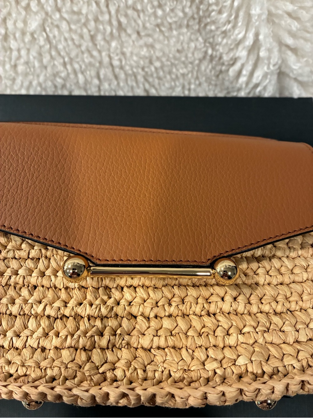 Strathberry Mosaic Nano Raffia & Leather Top Handle:Crossbody - Picture 8 of 9
